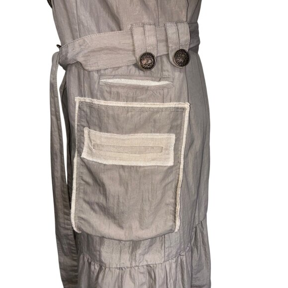 VTG Y2K Anthropologie Hazel Boho Jacket Taupe Lightweight Raw Hems Pockets M #g - Picture 10 of 13